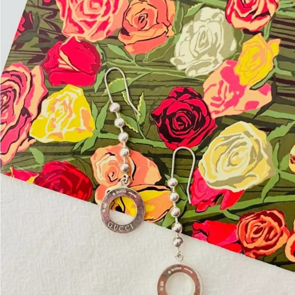 Authentic Gucci Circle Ball Chain Hook Earrings S… - image 5